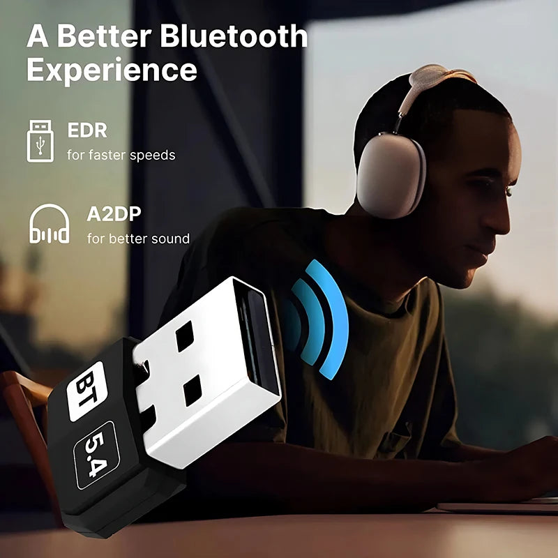 New Upgrades Mini USB Bluetooth5.4 Adapter Dongle Adapter Wireless Receiver/Transmitter For PC/Laptop Driver Free For Win10/11