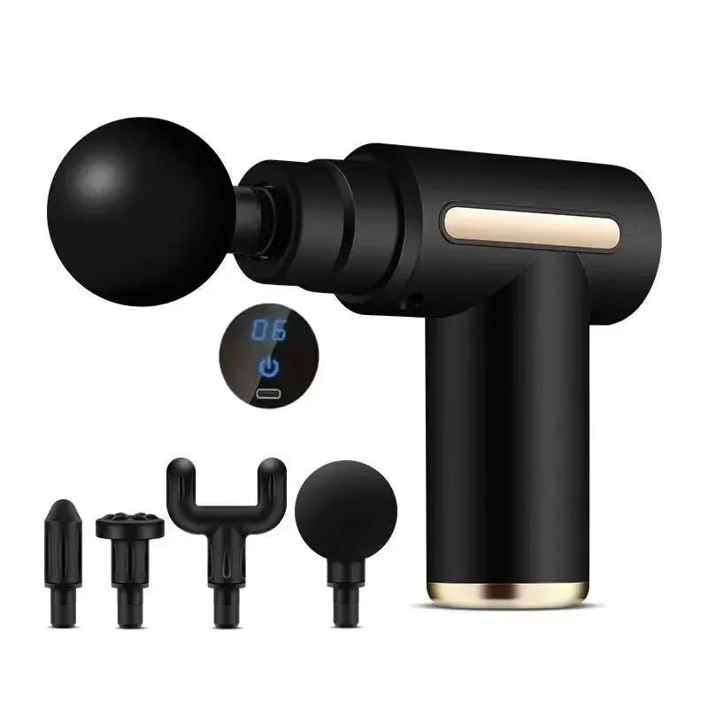 Mini Deep Tissue Massage Gun - Portable Percussion Muscle Massager for Neck, Back, Leg Pain Relief w/ 4 Heads USB Charging