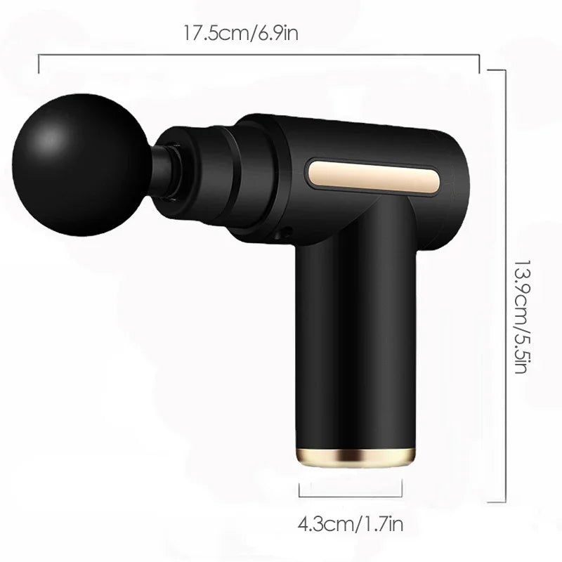 Mini Deep Tissue Massage Gun - Portable Percussion Muscle Massager for Neck, Back, Leg Pain Relief w/ 4 Heads USB Charging